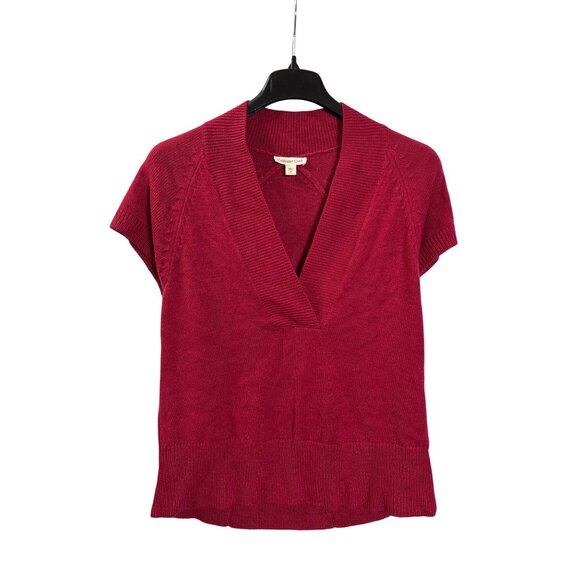 Coldwater Creek Womens M Red Short Sleeve V-Neck Sweater Acrylic - Picture 1 of 5